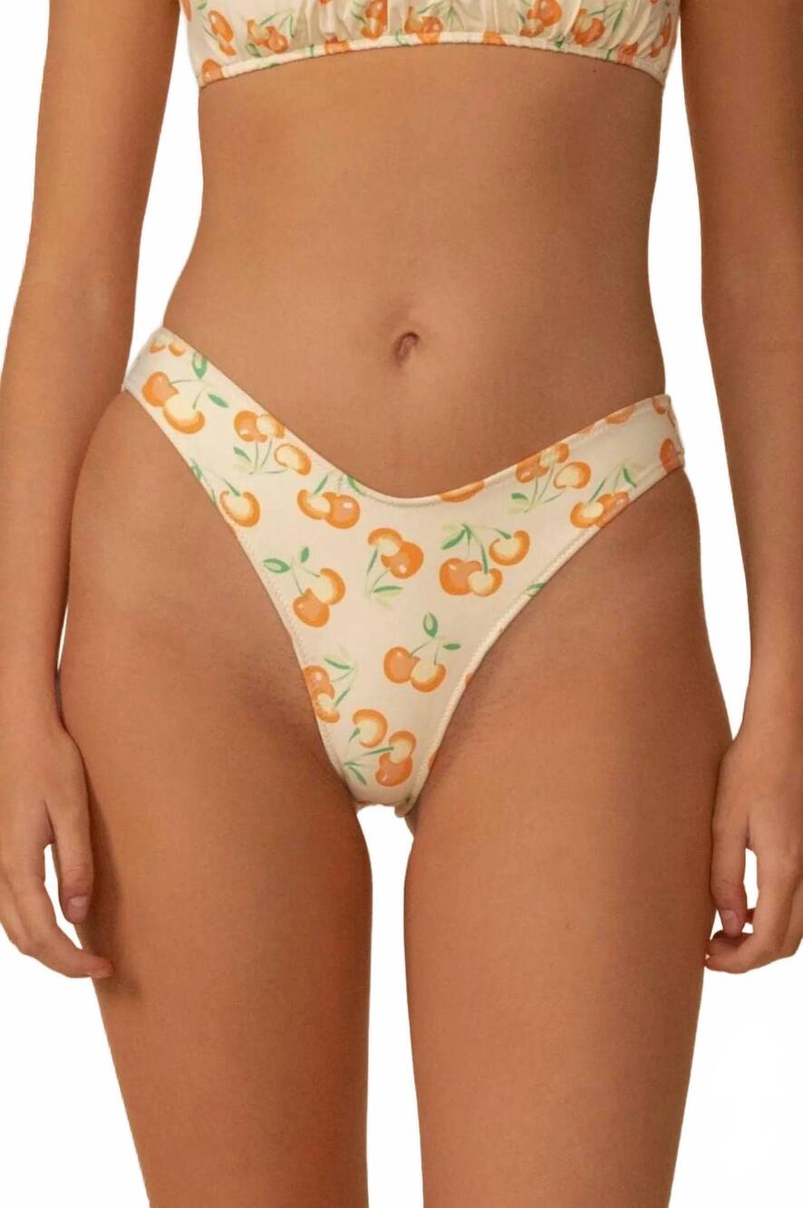 NEW MONTCE lulu mid rise bikini bottom in cherry sherbet